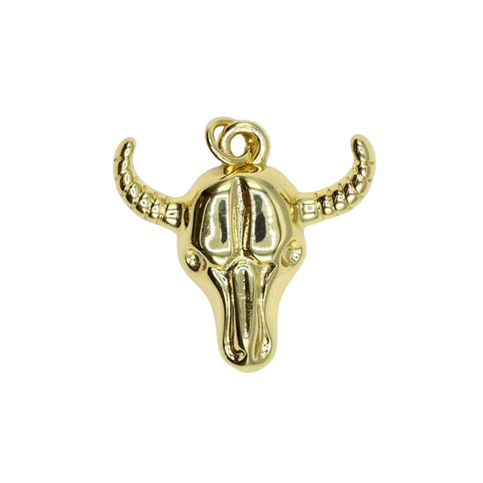 Large Bull Skull Charm Pendant 18K Gold Filled