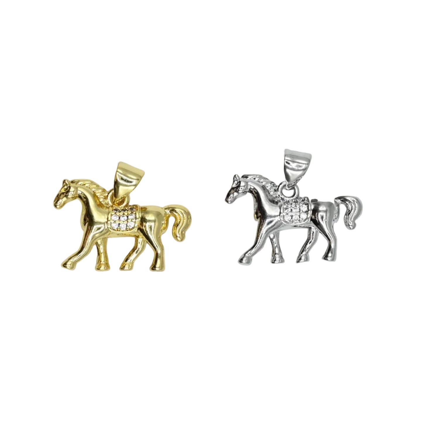 Horse Charm Pendant with Stud Accent 18K Gold Filled / Silver