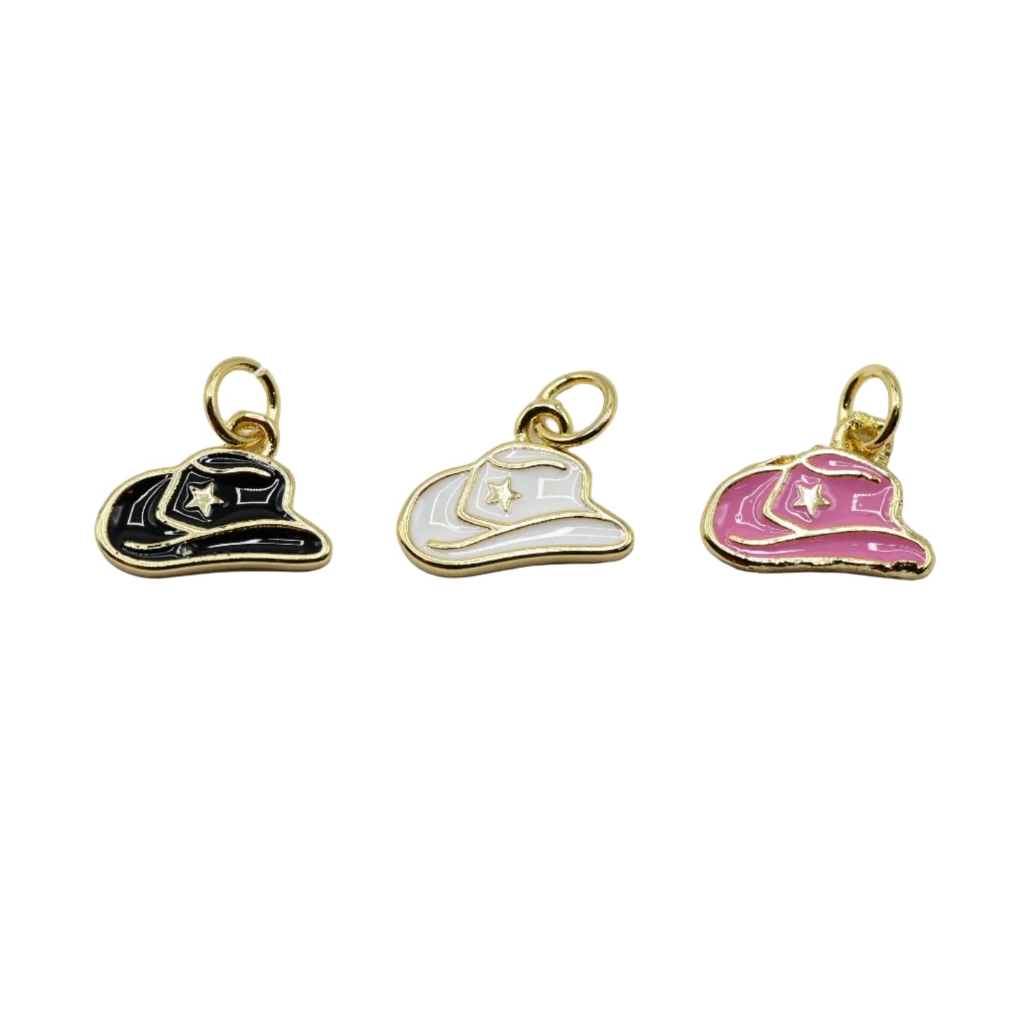 Cowgirl Hat With Star Accent Charm Pendant 18K Gold-Filled