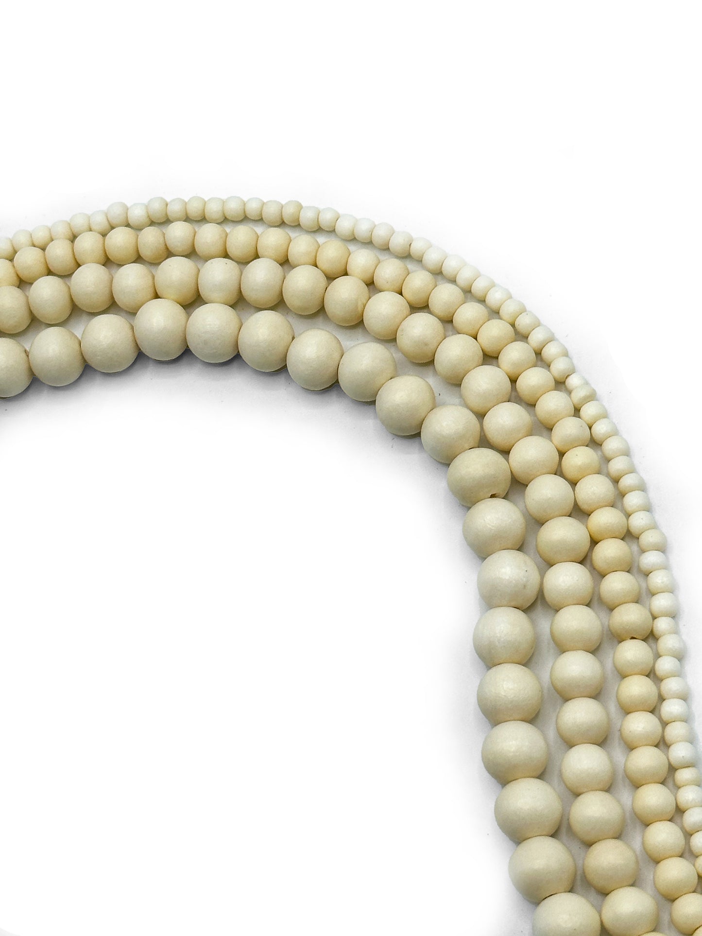 Bleached Cream White Wood Beads – Polished – 16″ Strand